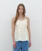 CLUNY Summer Strap Shirring Peplum Blouse - Cream Butter