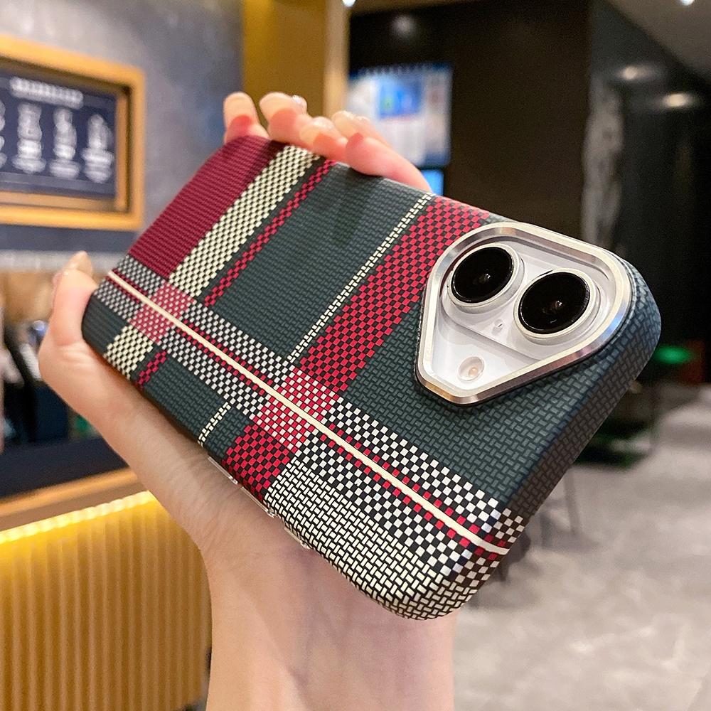 Striped Mountain Pattern Carbon Fibre Magnetic Phone Case for iPhone 16 15 14 13 12 11 Pro Max Magsafe Charging Hard Back Cover