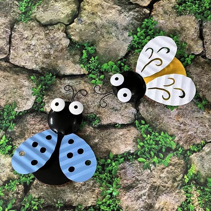 Mini Metall Marienkäfer Käfer Zaun Aufhänger Wand Hängen Ornament Statue Outdoor Terrasse Garten Figur Skulptur Für Wohnkultur