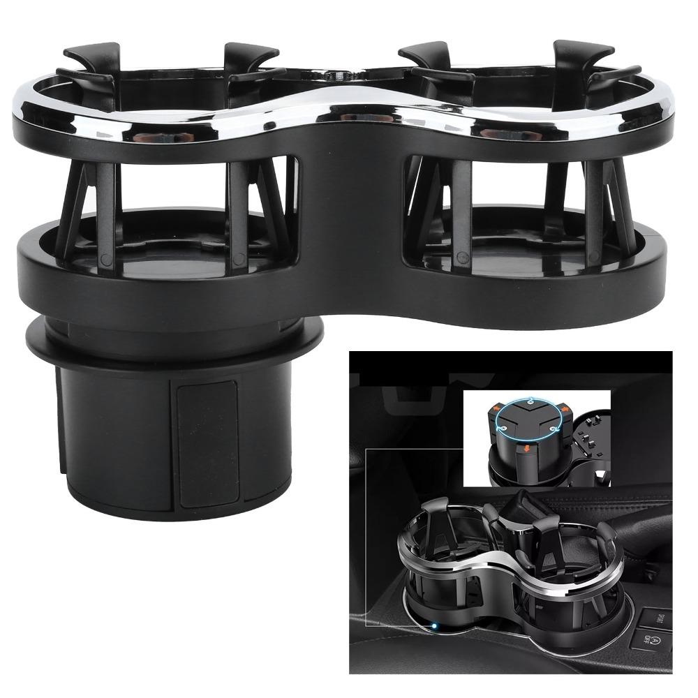 Two Hole Dual Cup Holder Adjustable Drink Bottle Mount Organizer For Car Interior Drink Storage