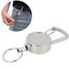 2 Pcs All Metal Key Ring 2.5cm Retractable Keychain Durable ID Badge Holder  Camping