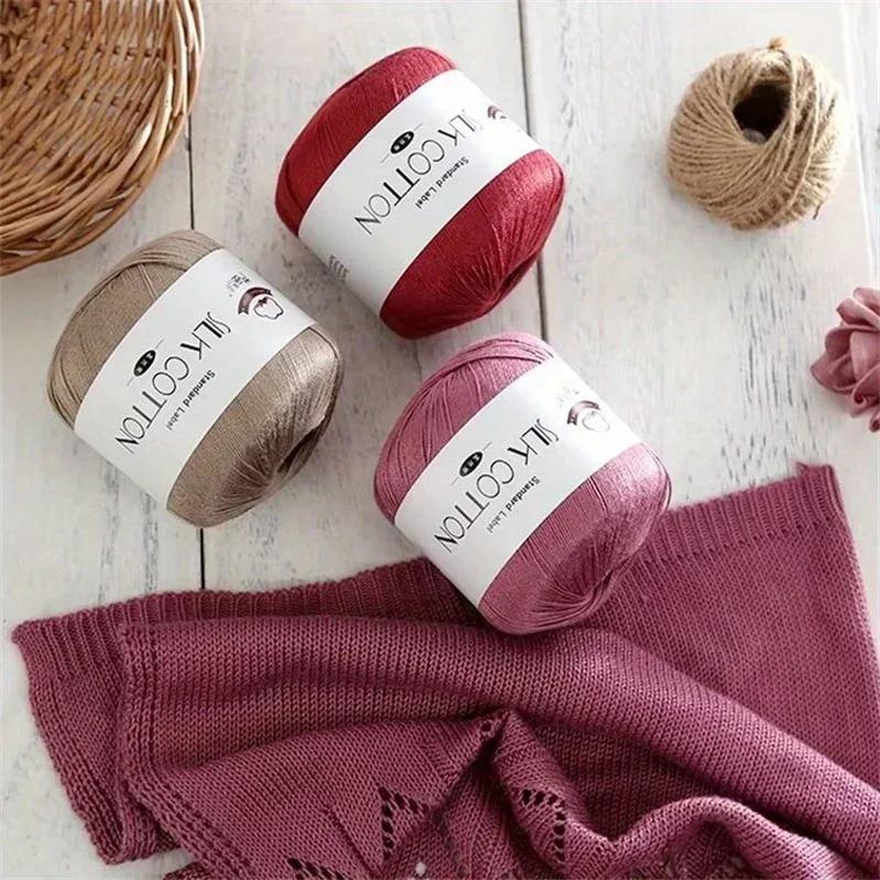 Silk Cotton Yarn - Fine Lace Thread for Crochet, Knitting Sweater,Shawls, Scarves, and DIY Crafts, Soft Durable Yarn 1.76oz/pc