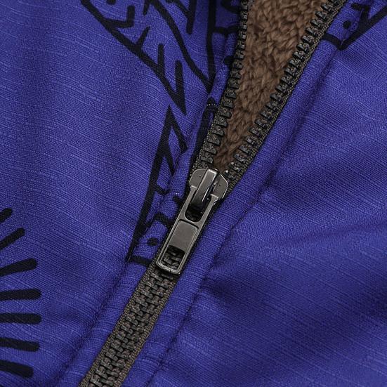 Damenmantel Reißverschluss Plüsch Vintage Ethno Warm Mit Kapuze Winterjacke für den täglichen Gebrauch