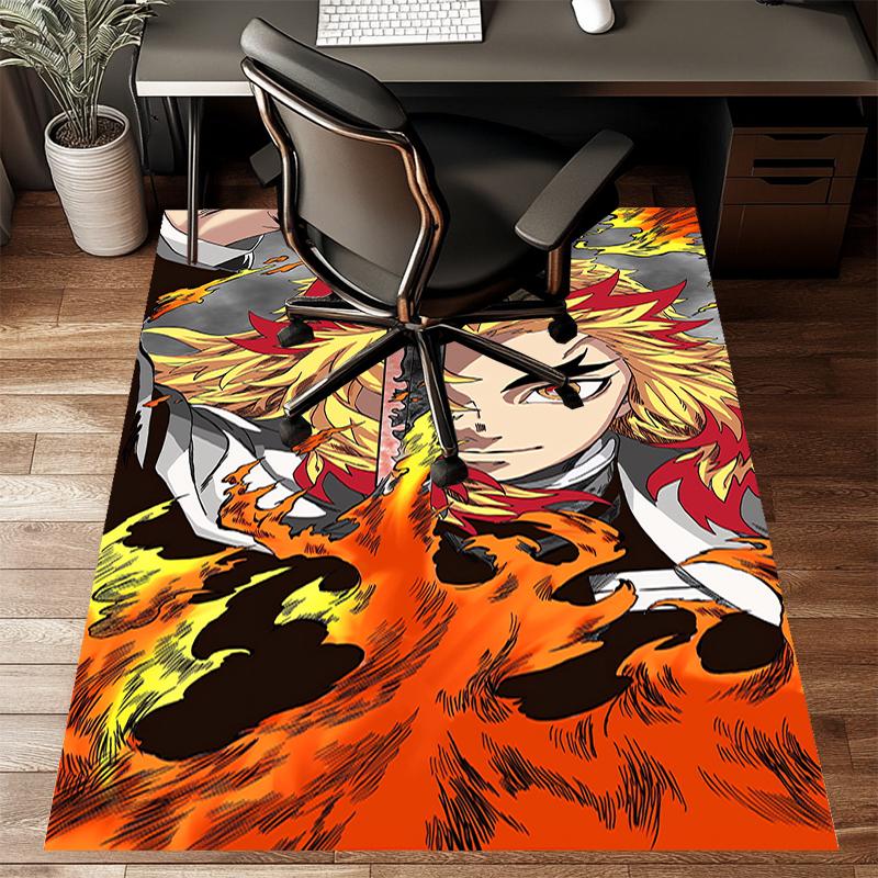 Rengoku Kyoujurou Polyester Carpet, Soft Indoor Mat for Office Chair, Living Room, Computer Desk - Decorative Home Office Rug Design