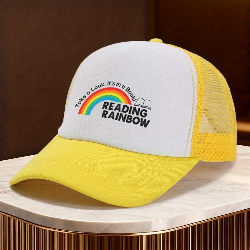 Reading Rainbow Trucker Hat Take a Look Its In a Book Graphic Mesh Baseball Cap Unisex Adult Casual