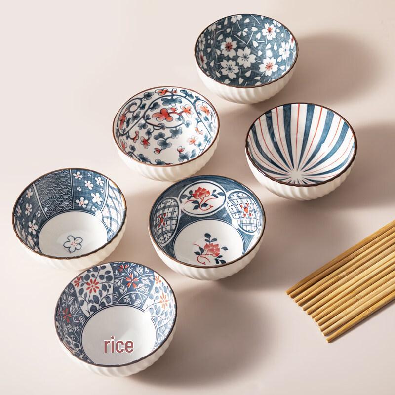 Kanda Aoe Series Blue Rhyme Rice Bowl Set