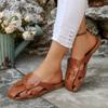 Rome Cool Mopping Summer New Square Toe Shallow Mouth Woven Strap Non-slip Flat Wrapped Slippers
