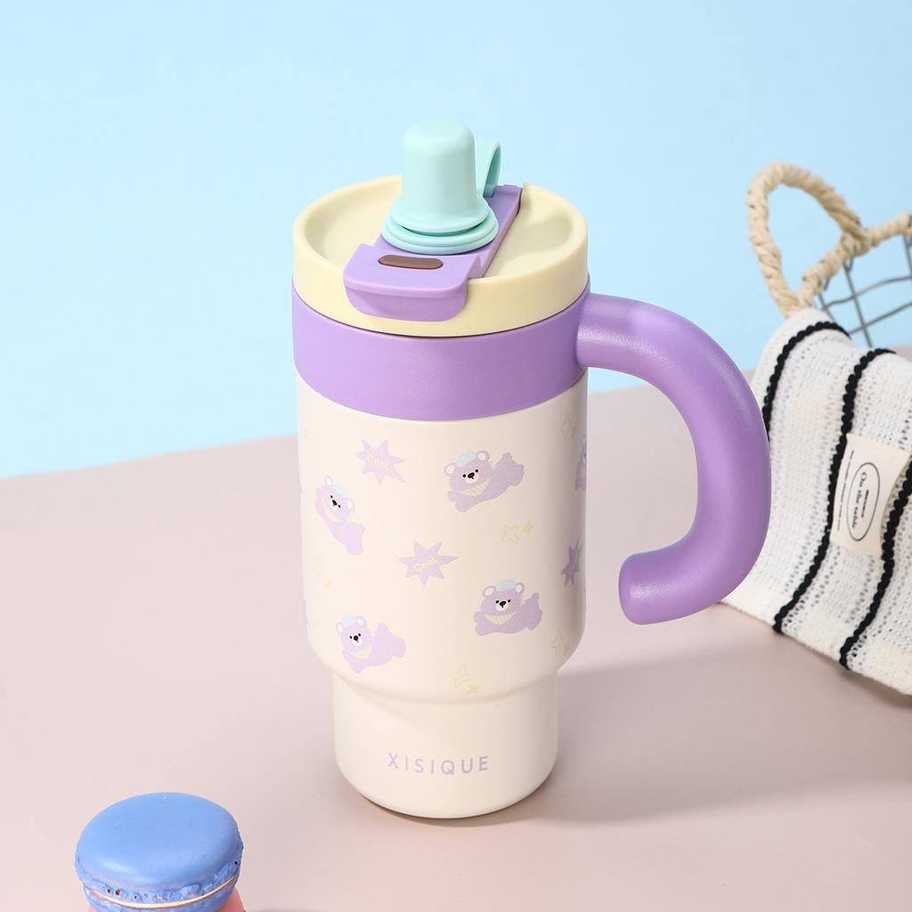 New High-value Handle Thermos Cup Big Mac  Stainless Steel Ice Cup Large-capacity Tea Separation Cup