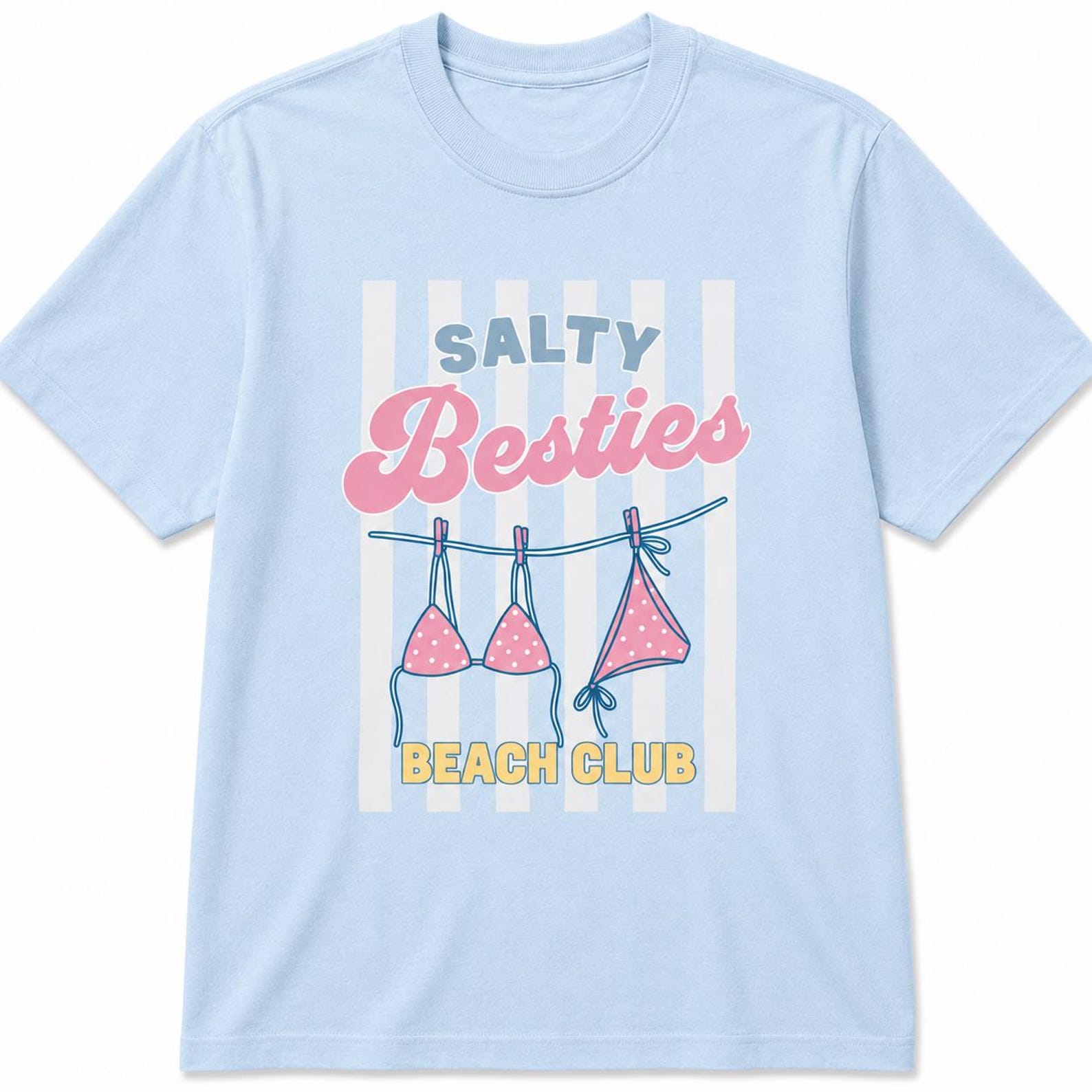 Salty Besties Beach Club Shirt – Retro Summer Vacation Graphic Tee S
