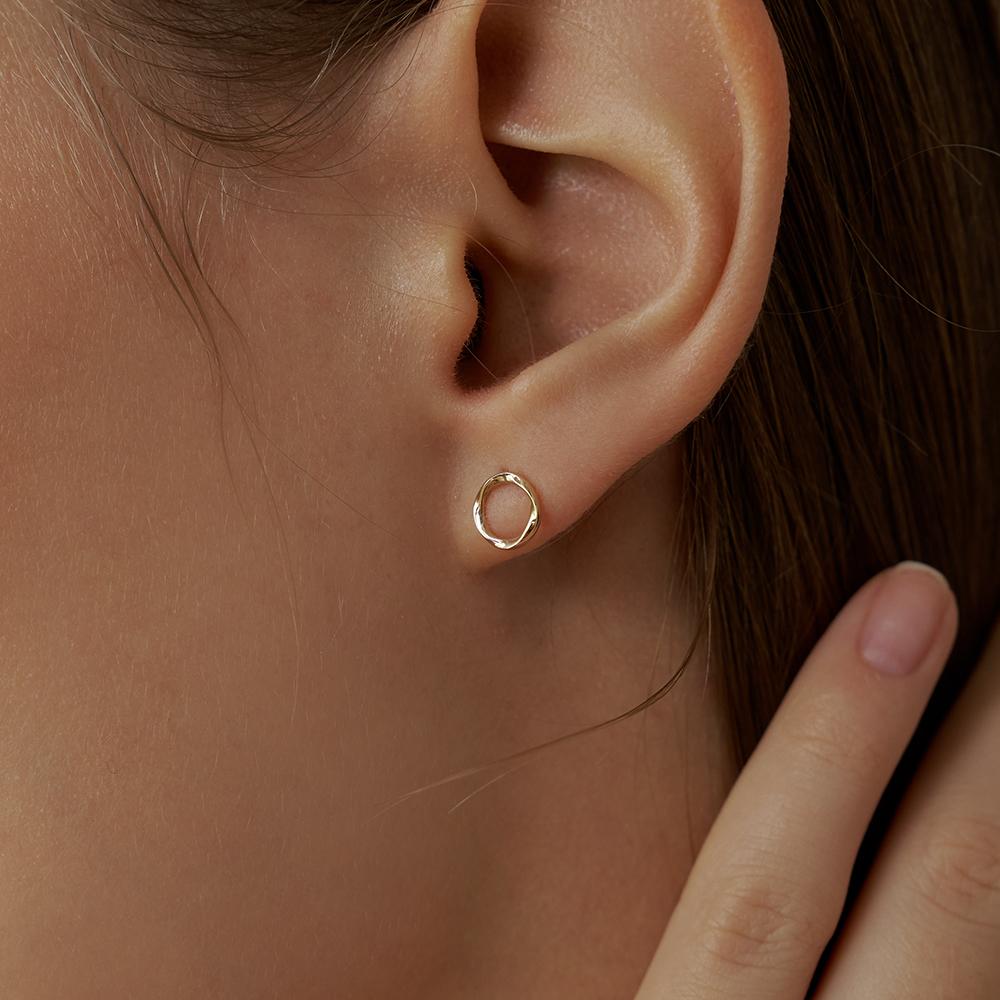 Lunne 14K Twist Simple Stud Earrings (14K Gold) #Lfe07