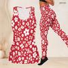 Women Plus Size Floral Printed Two Piece Set Scoop Neck Sleeveless Longline Tank Top Fitted Pants