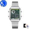 MARK FAIRWHALE Watches for Man 4460 Stainless Steel Trend Square Dial Multifunctional Alarm Clock Luminous Waterproof Men Watch