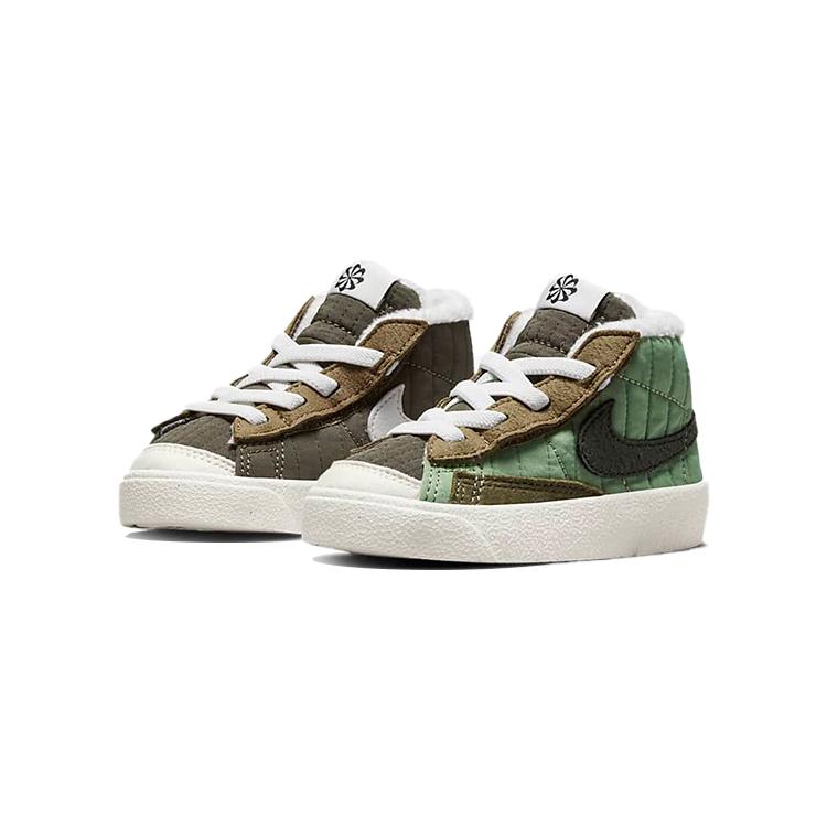 Nike Blazer '77 Fleece Lined Mid Top Toddler Shoes Green Brown Infant And Toddler DO5218-331