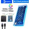 M.2 NVME NGFF SATA Dual-Protokoll SSD-Gehäuse RGB-Licht 10 Gbit/s PCIe SSD-Gehäuse USB 3.2 Gen 2 Typ-C Klare Festplattenbox