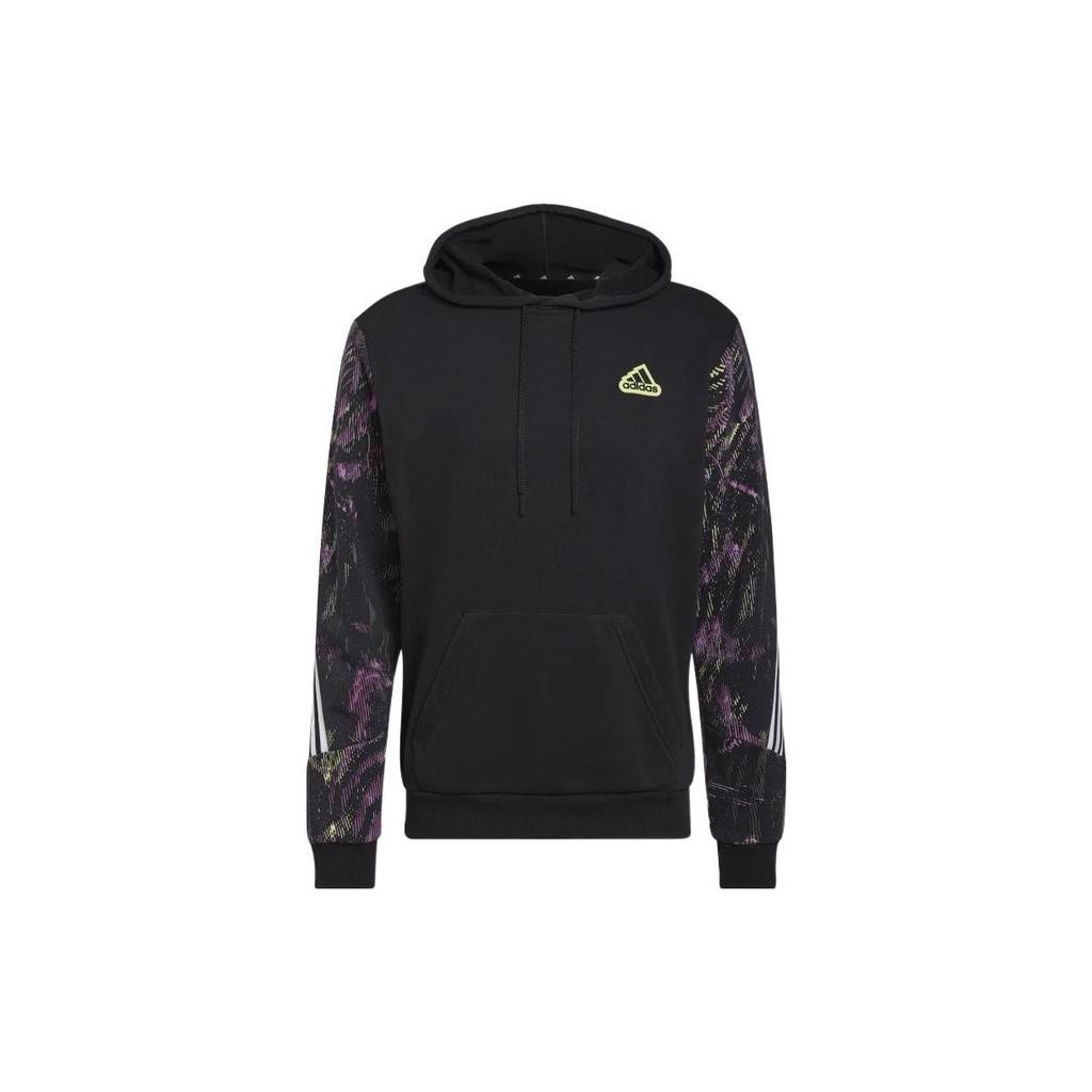 Adidas Logo Hoodie with Contrast Details Men Tops Black HU0255