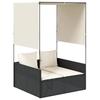 Double Sun Lounger with Canopy and Curtains Black Poly Rattan