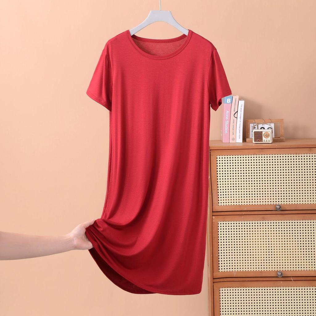 Women's L-8XL Sleepwear  Nightgowns Casual Short Sleeve Night Dress Plus Size Summer Nightshirt Ladies Sleep Wear Shirt
