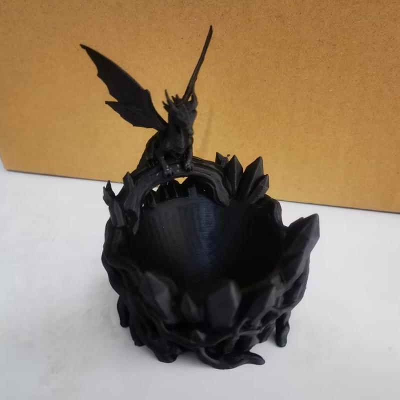 Fantasy Dragon Figurine Trinket Box 3D Printed Dragon Shaped Bowl Jewelry Storage Tray Desktop Organizer for Keys Small Items
