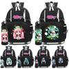 2 st/set Anime Hatsune Miku Tryckt Ryggsäck med 750 ml Vattenflaska för Tonåring Student Flicka Pojke Stor Kapacitet Vattentät Skolväska Gåva