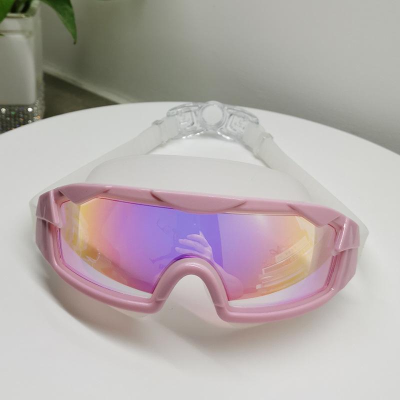 New children's swimming goggles Large-frame electroplated waterproof and anti-fog swimming goggles High-definition myopia protective swimming goggles