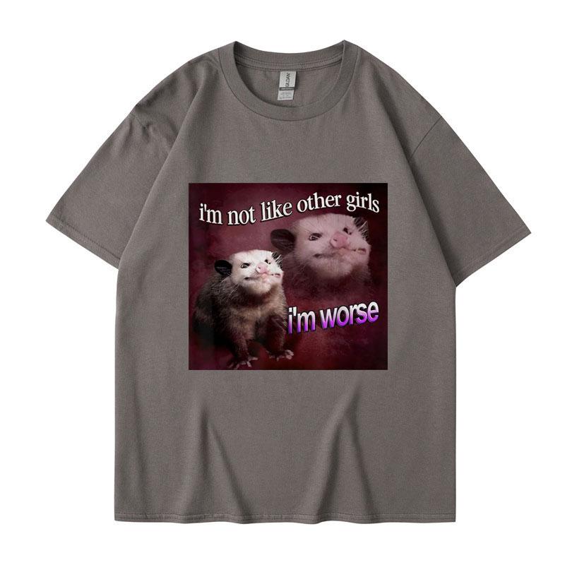I'm Not Like The Other Girls I'm Worse Print T Shirt Funny Opossum Short Sleeve Men Women Tee Shirt Oversized Cotton