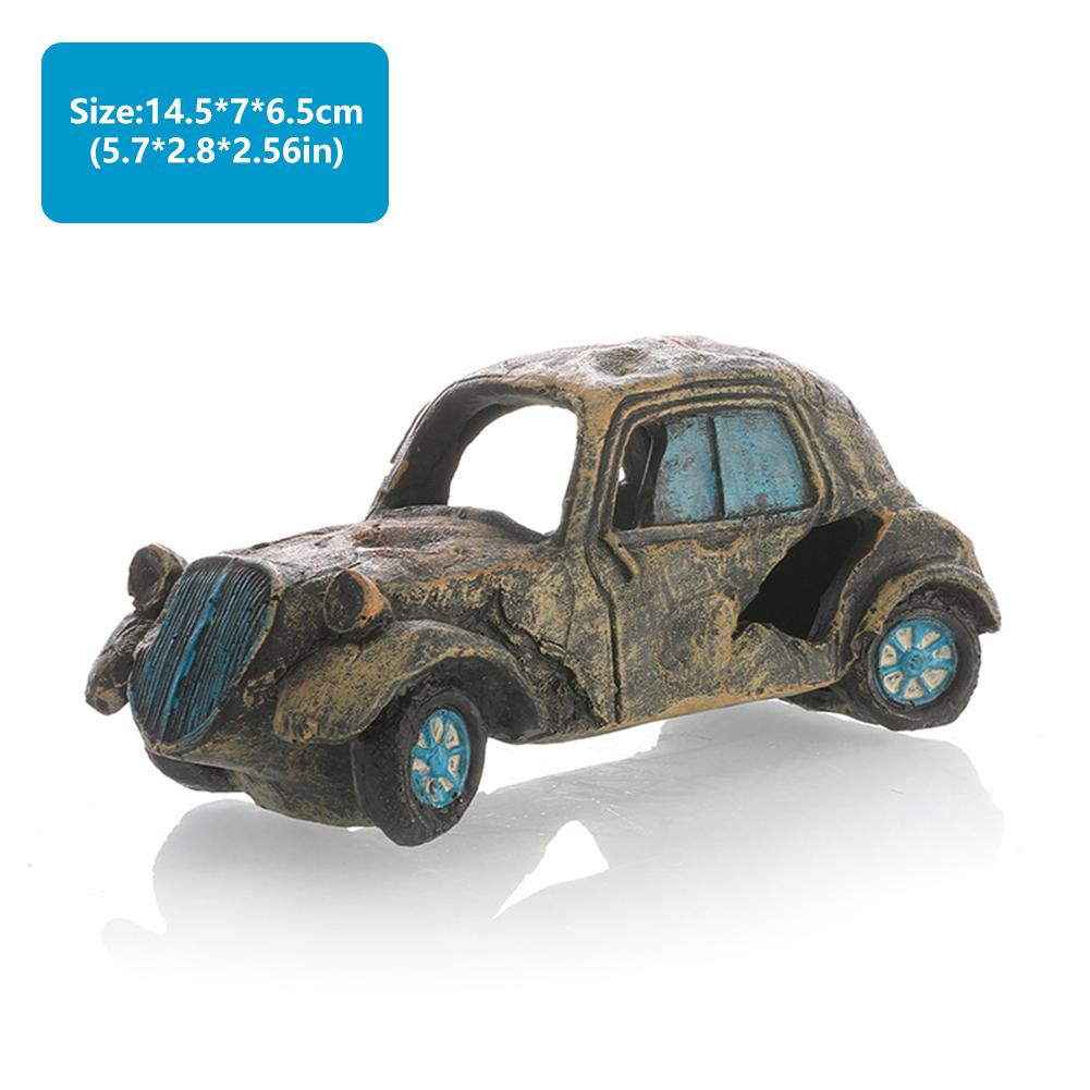 

Aquarium Car Wreckage Ornament Resin Fish Shrimp Hiding Cave Fish Tank Decor Aquascaping Accessories