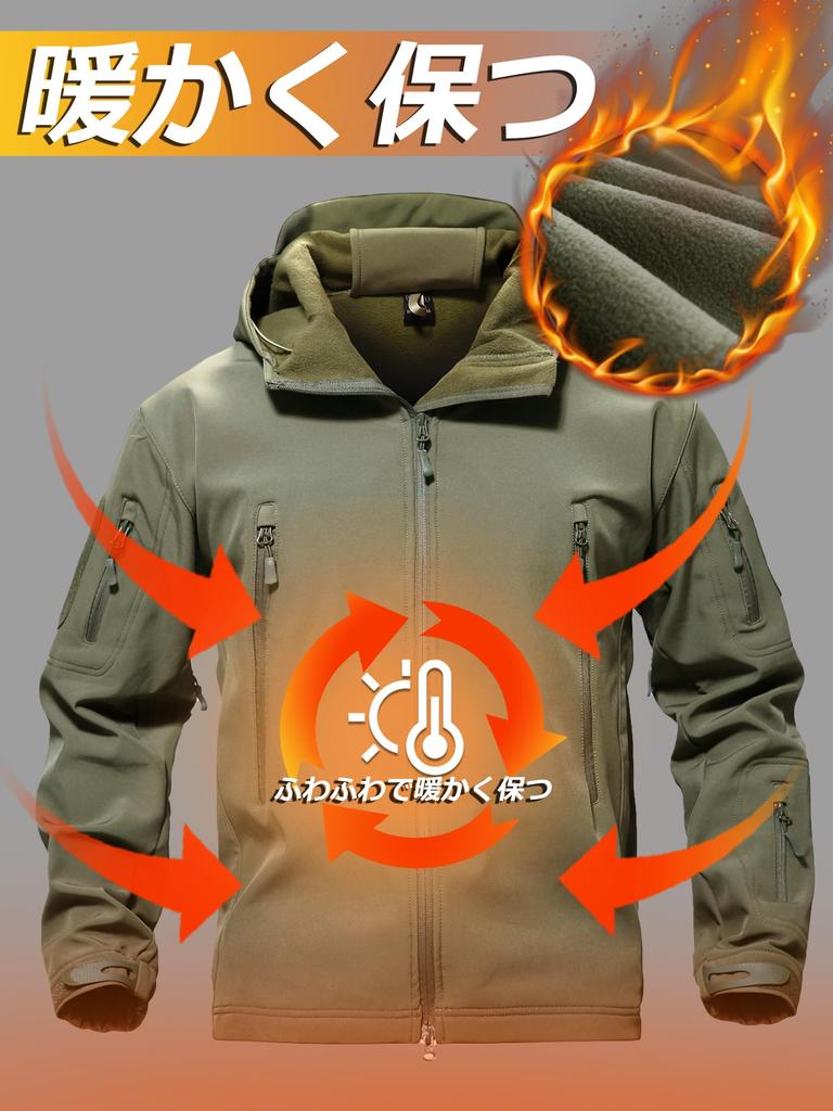 TACVASEN Winter Fleece Plus Perfect for Warm and Size M Men's Jacket, Size, Hiking, Water-Repellent,