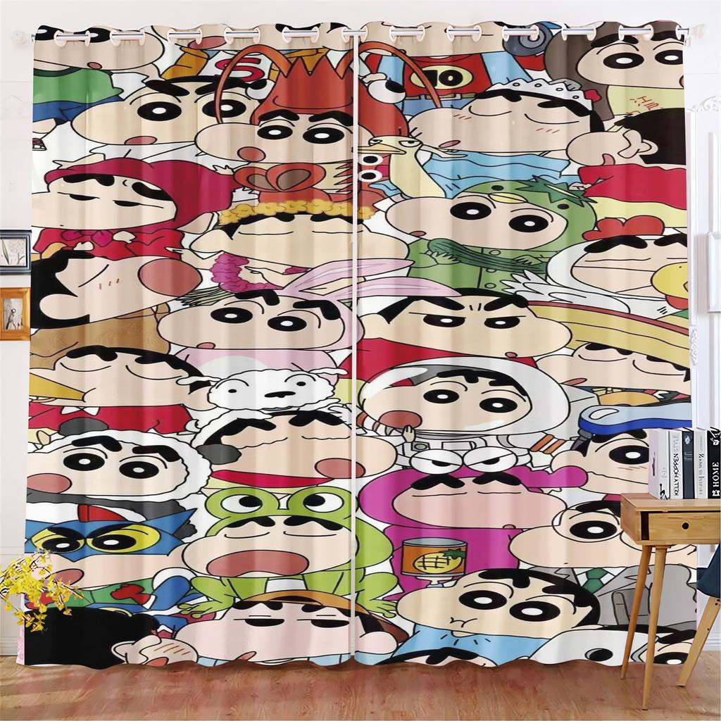 Crayon Shin-chan 3D Digital Print Curtains Cartoon Window Blackout Curtain Bedroom Fashion Style Home Decor Cute Anime Findings