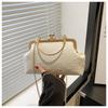 Summer New Canvas Fashion Banquet Simple Lock Chain Shoulder Crossbody Shell Handbag
