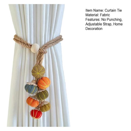 Halloween Pumpkin Curtain Tieback Farmhouse Adjustable Strap Fruit Vegetable Decorative Drape Window Curtain Holder Holdbacks Curtain Accessories