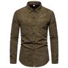 Men's Thick Solid Color Corduroy Button Shirt Men's Casual Fashion Warm Jacket