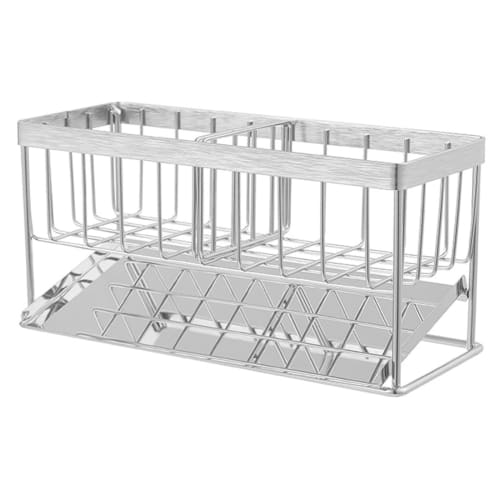TATIU Sponge Holder, Kitchen Sponge Holder, Water Flowing, Rustproof, Stainless Steel, Scrubber Holder, Kitchen, Bathroom, Storage, Movable Divider, D