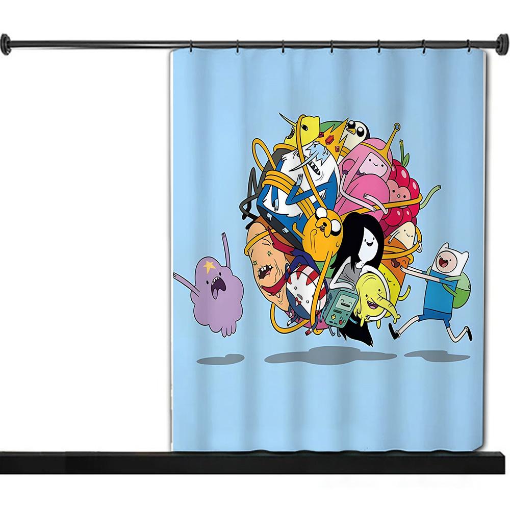 Tenda da Doccia Impermeabile Tessuto in Poliestere Pittura Colorata Tende da Bagno Adventure Time Decorazione Bagno di Casa Tenda con Ganci