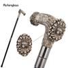 Silver Resin Bear Tree Root Head Walking Cane Fashion Decorative Steel Stick Gentleman Elegant Cosplay Cane Knob Crosier 94cm