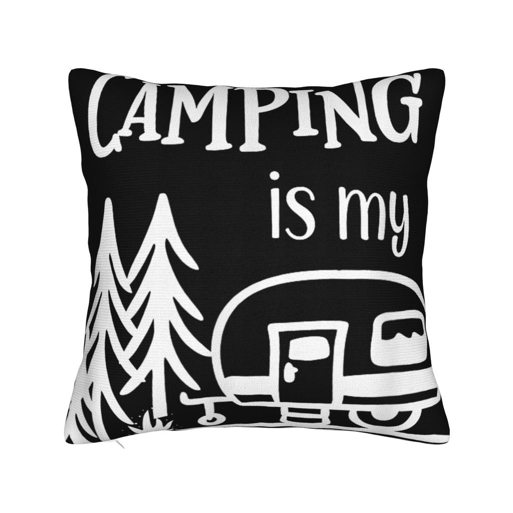 Camping Is My Therapy Pillow Case Design Pillow Cover Cute Funny Pillowcases For Sofa Couch Bed Living Room