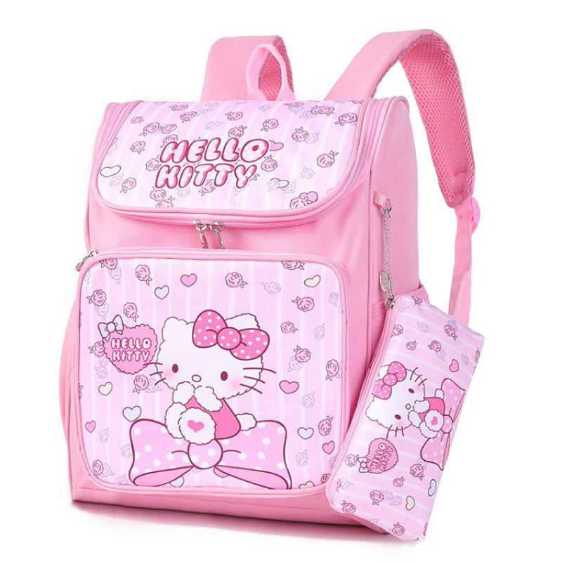 Sanrio Kuromi Large Capacity Oxford Backpack With Pencil Case For School Kids Pink