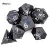 7 Pcs Black Flower Metal Dice Solid Metal Polyhedral Dice Set Suitable for Role-Playing RPG Board Game Card Game