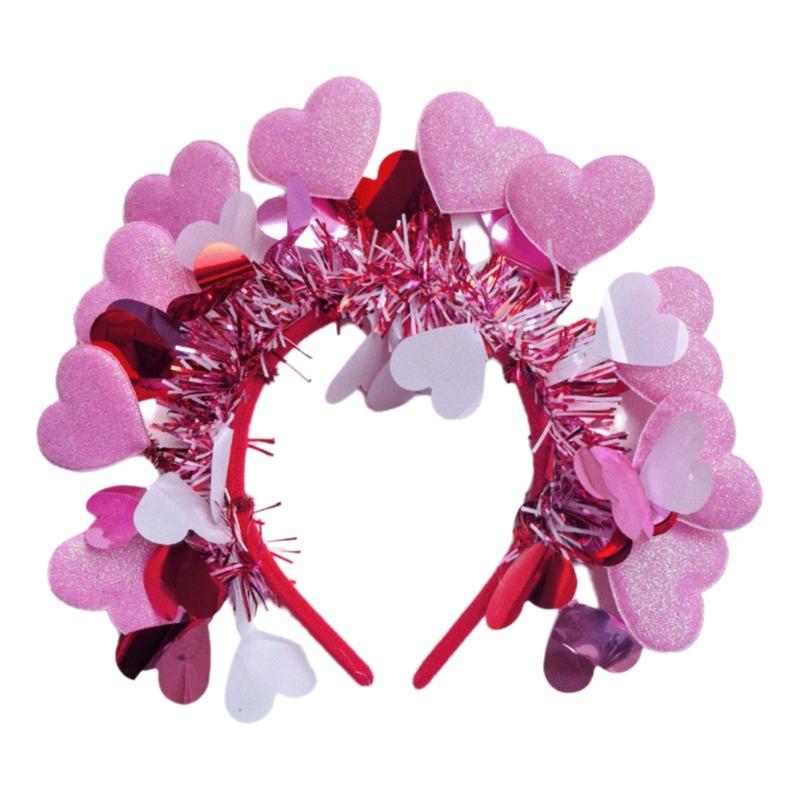 Valentine s Day Hairband Stylish Heart Head Bopper Women Festival Hairband Hair Accessory for Parties and Gatherings розовый