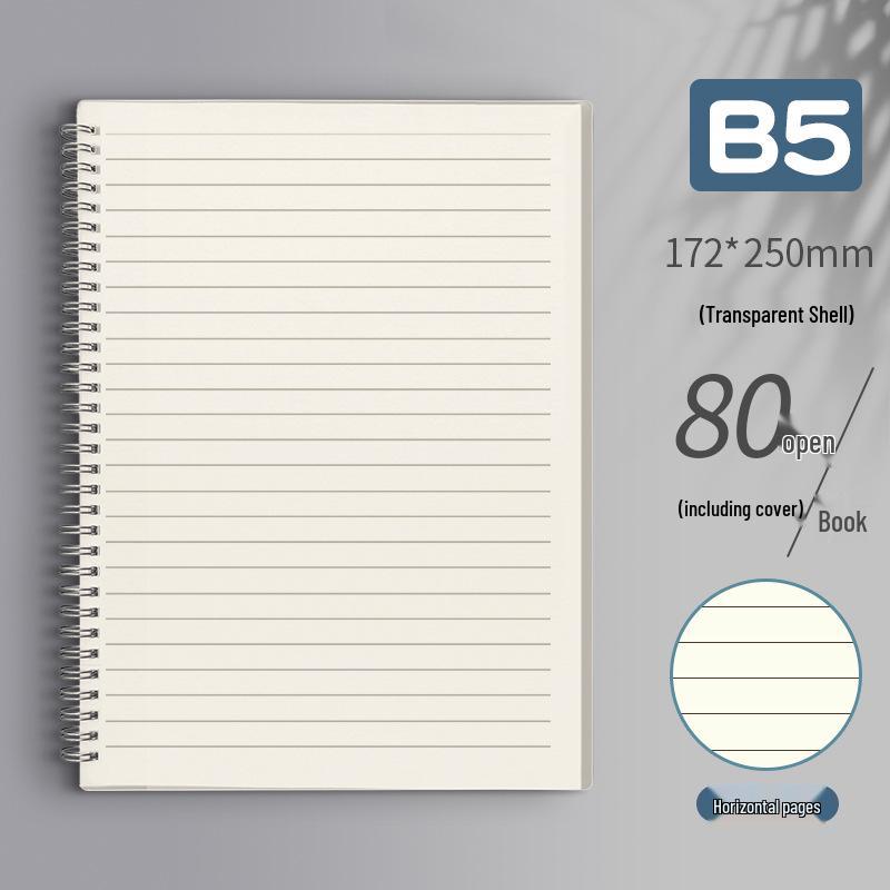 Thick B5 Spiral Notebook for Students - Horizontal Lined