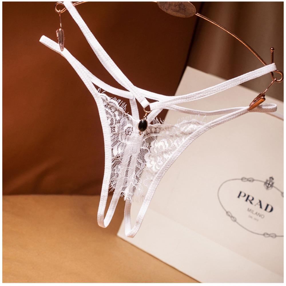 Light Luxury Lace Sexy Thong Women's Cross Strap Ultra-thin Hollow Temptation Panties Hot Open T Pants 2225