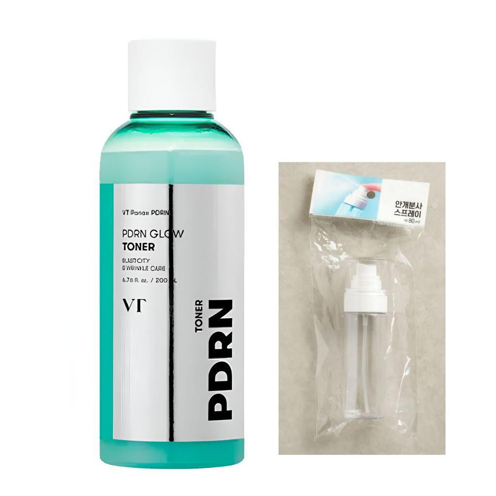 VT COSMETICS PDRN Radiance Glow Toner 200ml + Fine Mist Spray Bottle Set