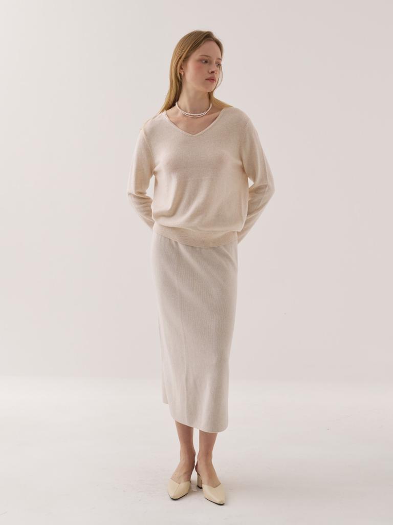 EL Rosé V-Neck Wool Knit