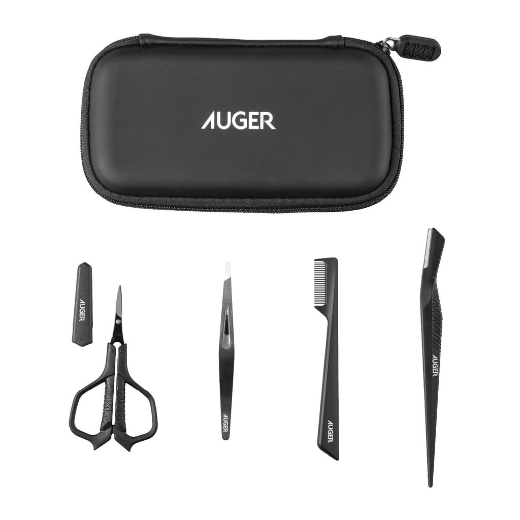 AUGER Eyebrow Kit with Eyebrow Shaving and Eyebrow Comb Pouch, Scissors, Tweezers, Razor, (HC2314)
