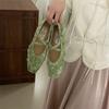 Mary Jane Shoes for Women Casual Dressy Flat Shoes Mary Janes Flats with Ankle Strap Women's Comfort Square Closed Toe Ballet Shoes for Wedding Party