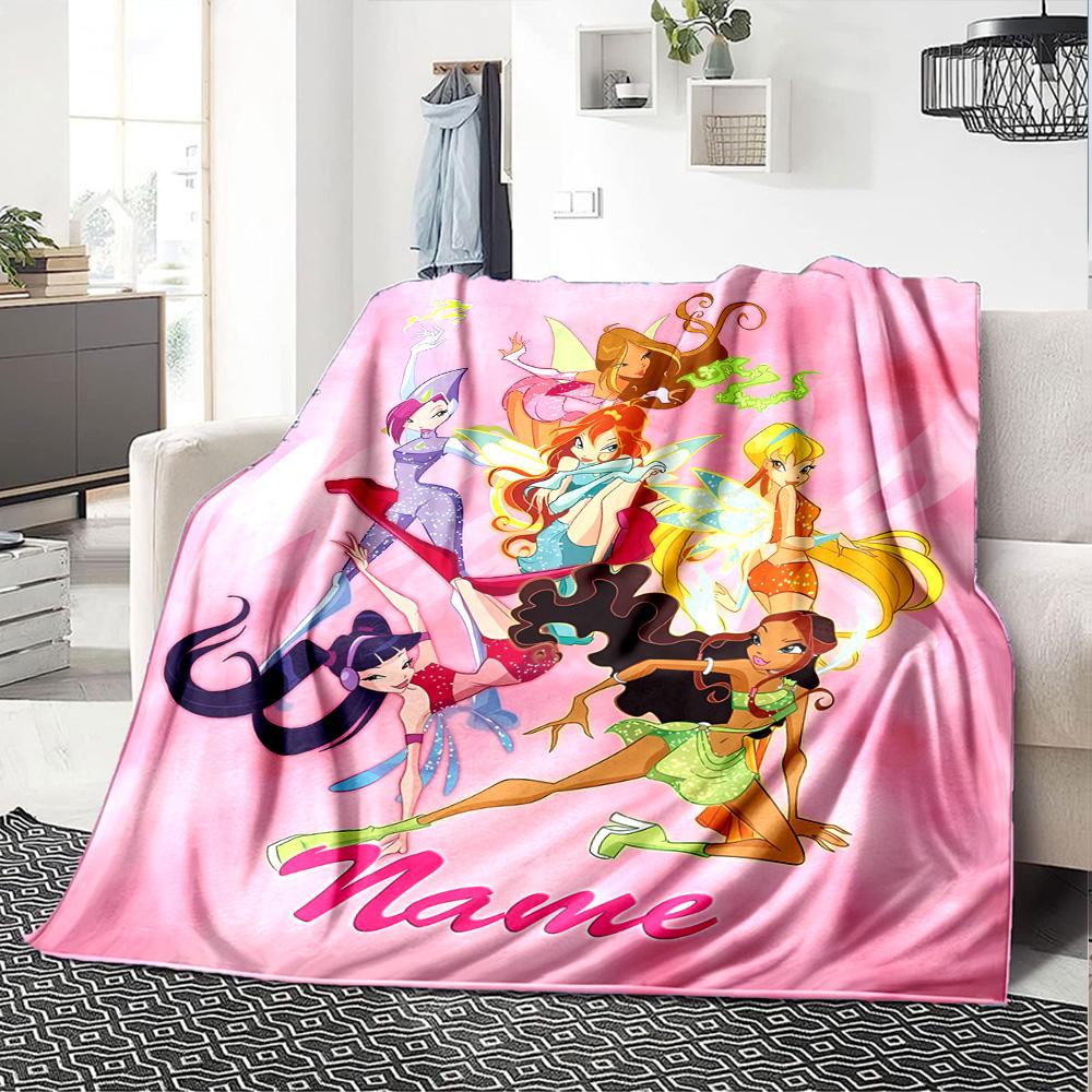 Customiz Name Personality Winx Club Blanket Soft &Warm Sofa Office Bed Travel Lunch Break Blanket, Gift Suitable All Seasons