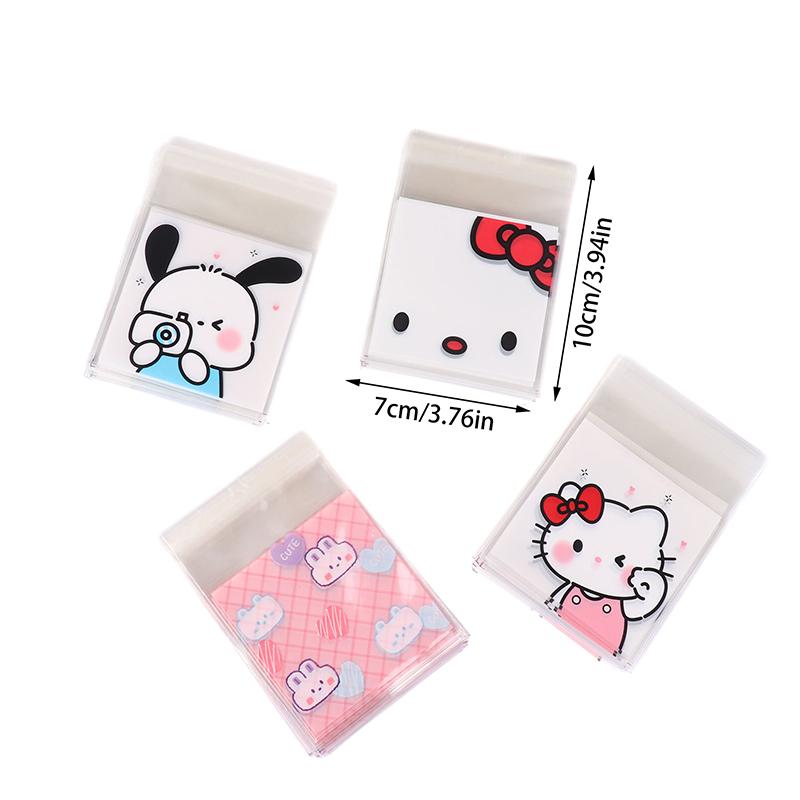 100Pcs Cute Cartoon Printed Opp Clear Packaging Bags Candy Bag Self-Adhesion Storage Bag Diy Gift Pastry Sealable Bag