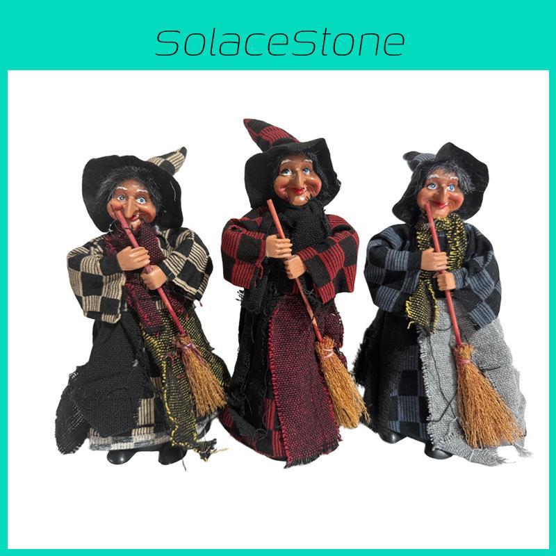 Halloween Witch Figure With Fabric Dress For Haunted Room Atmosphere Decoration
