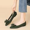 Punta Appuntita Bocca Bassa Tessuto Fondo Piatto Donna Fiocco Lavorato a Maglia Fondo Morbido Scarpe Grandi Taglia 34-43