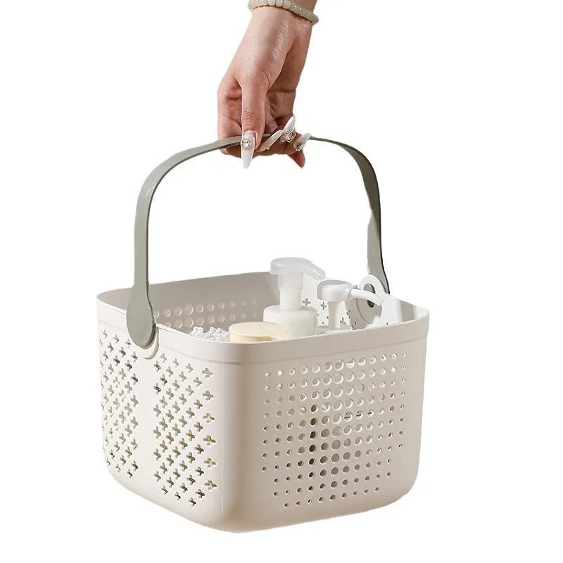 Portable bath basket Bathroom toiletries Storage basket Student special light luxury bath basket Square drain bath basket