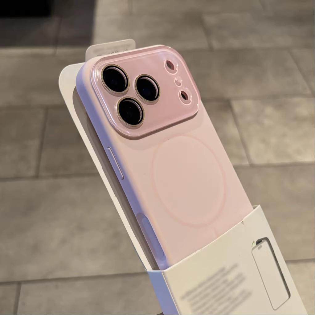 iPhone 17 Pro Max Liquid Silicone Magnetic Phone Case with Ring and Mirror Drop Protection